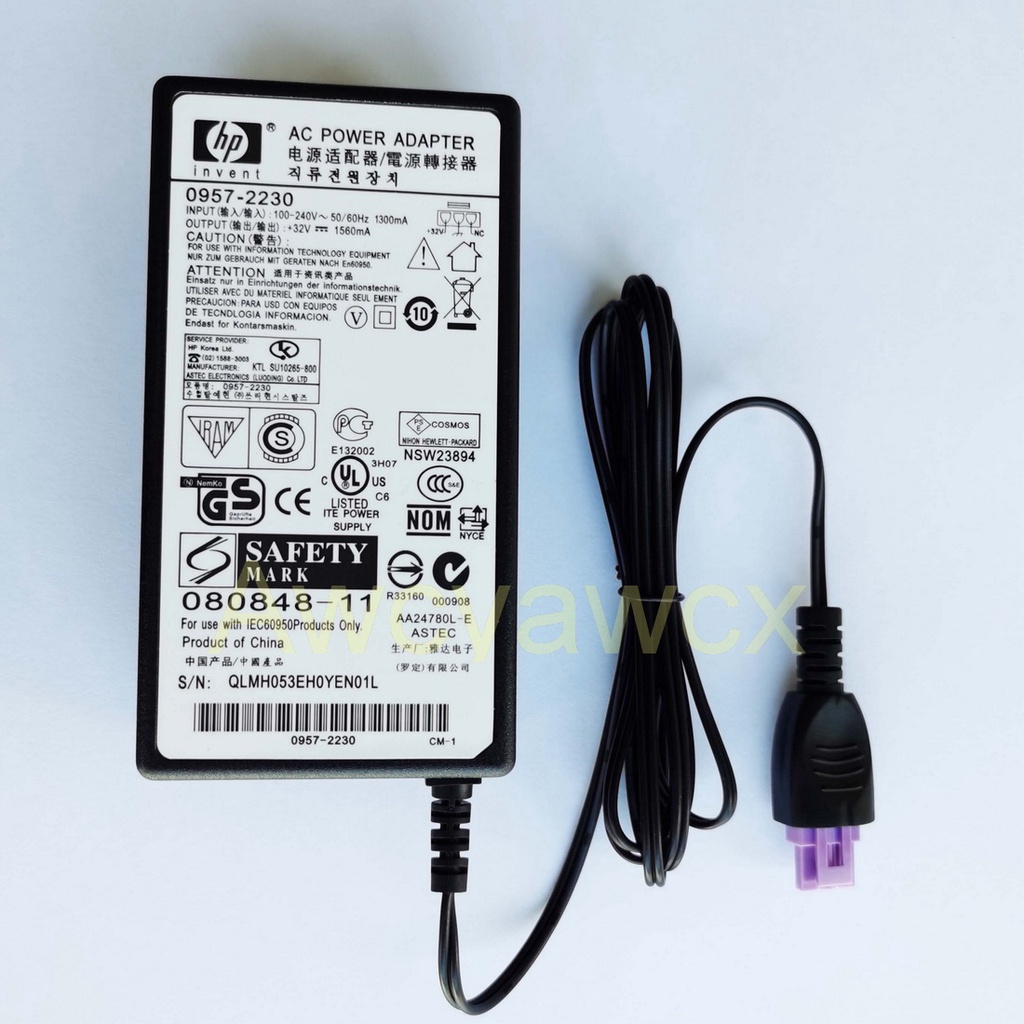 Bộ chuyển đổi điện Original High Quality 32V 1560mA US cable AC 100V-240V Adapter Power Supply Charger For HP Printer 0957-2230 0957-2259 0957-2271 New
