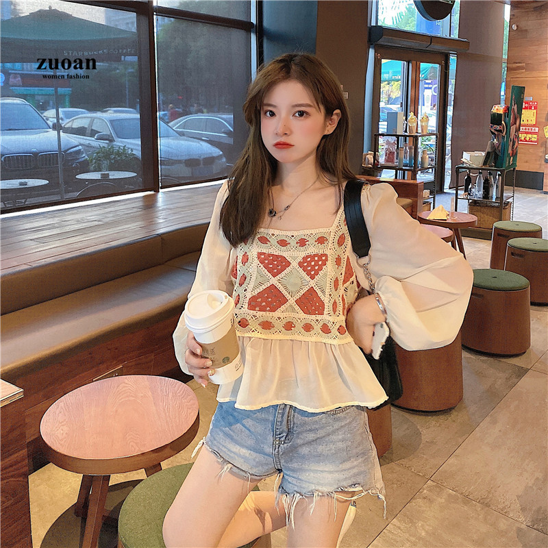 SUXI Áo kiểu tay dài thời trang xinh xắn dành cho nữ