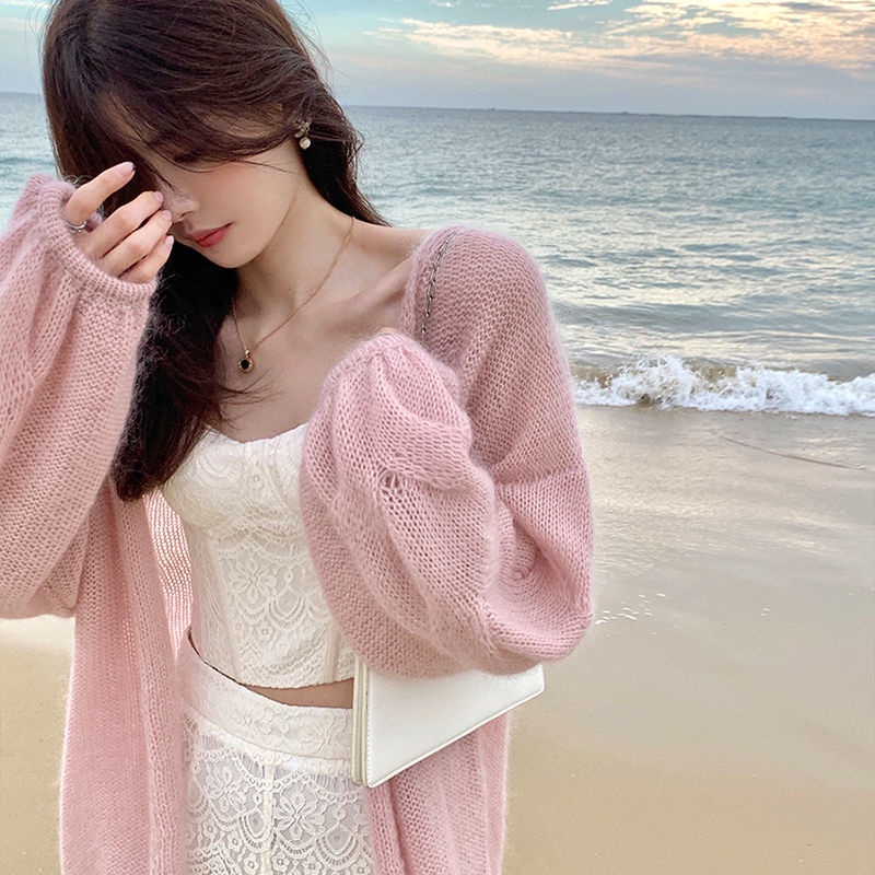 Áo Khoác Len Tay Phồng Thiết Kế Mới Ngọt Ngào Thời Trang Dành Cho Mùa Xuân Hè