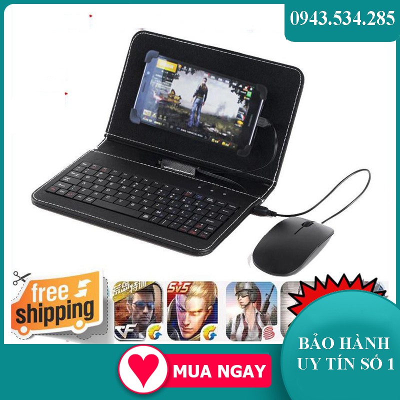Bàn phím chơi game, Bao da bàn phím kèm chuột có dây sử dụng cho điện thoại, ipad, máy tính bảng... Kết nối OTG