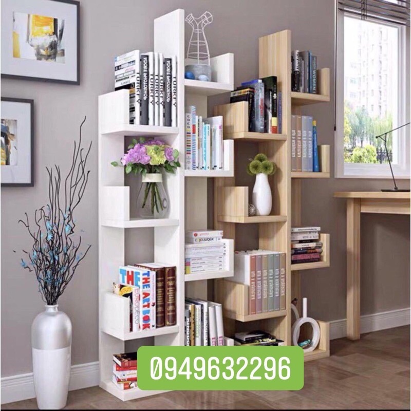 KỆ SÁCH HÌNH CÂY - KỆ SÁCH GỖ XƯƠNG RỒNG 8 NGĂN