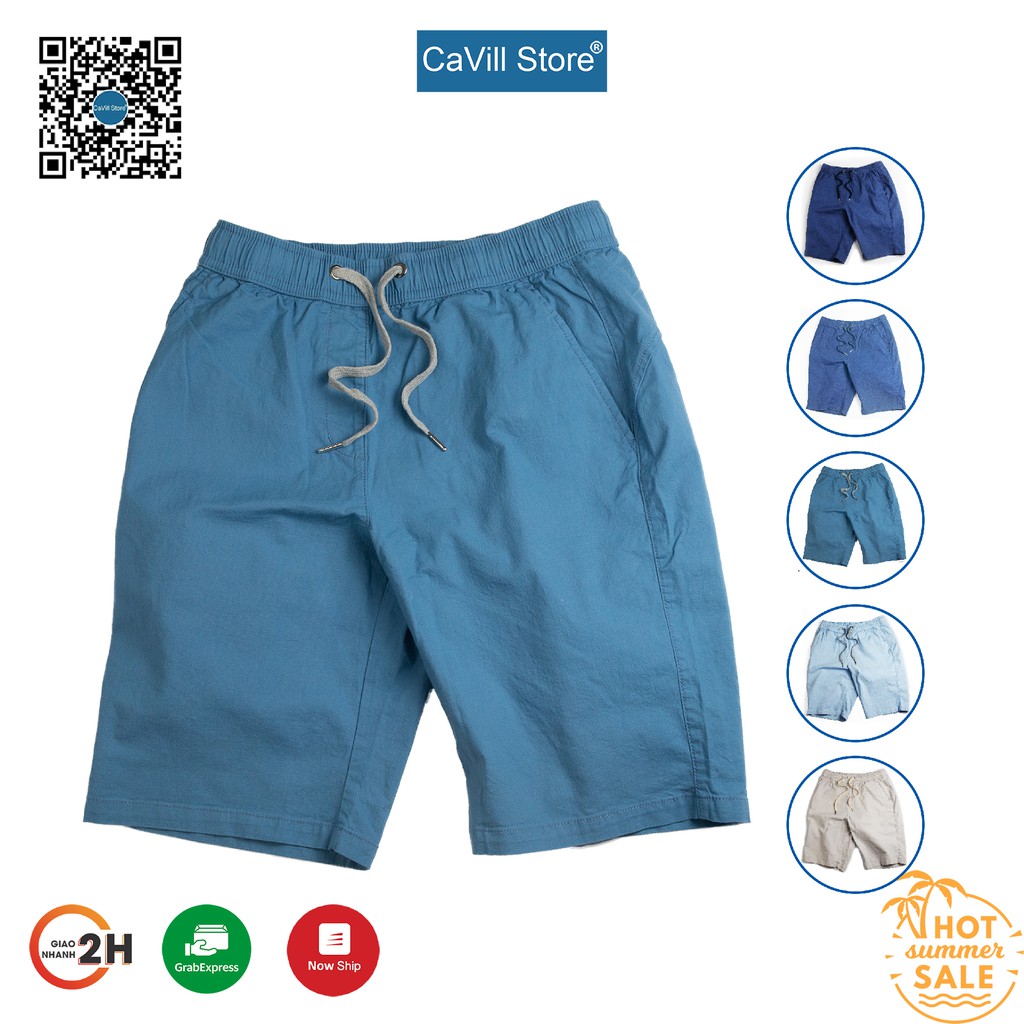 Quần Short Nam Cao Cấp CAVILL (5 màu) Lưng Chun, Dây rút, Chất Cotton Thoáng Mát - Quần Short vải đũi nam CAVILL QDCV08 | BigBuy360 - bigbuy360.vn