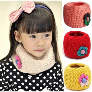 khăn len ống cổ hoa bé gái