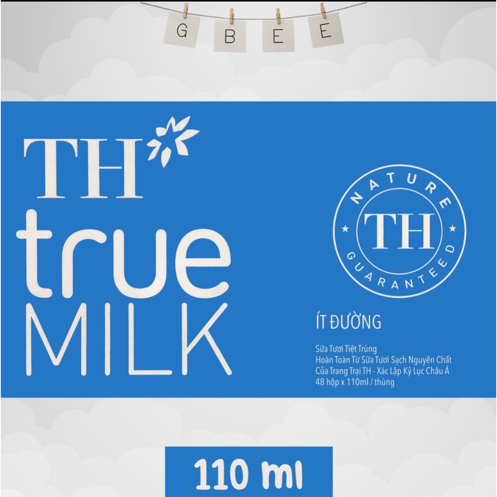 1/2 thùng = 24 hộp sữa tươi TH TrueMilk 110ml ( Có đường, Ít đường, Không đường, Sô-cô-la, Dâu)