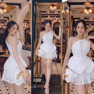 Áo lệch vai peplum siêu yêy