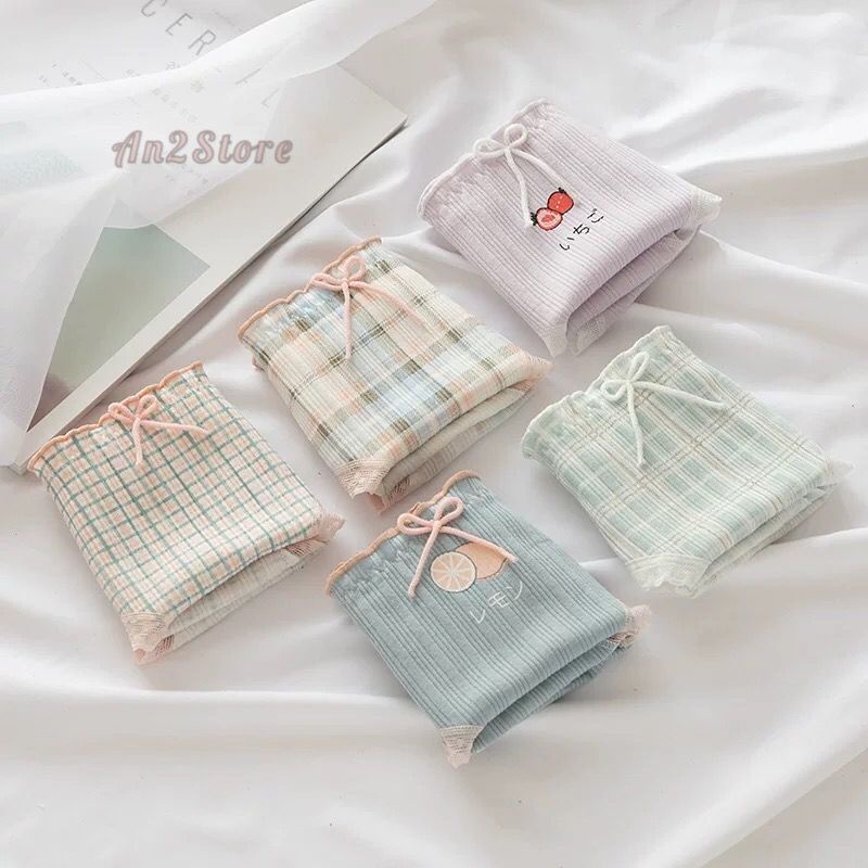 Quần Lót Nữ Cotton 💯 Quần lót nữ siêu thoáng hoạ tiết kẻ caro đơn giản siêu xinh QL04
