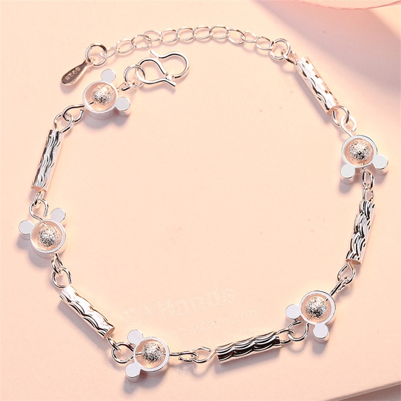 Vòng tay nhiều lớp mạ bạc 925 xỏ hạt làm thủ công thời trang