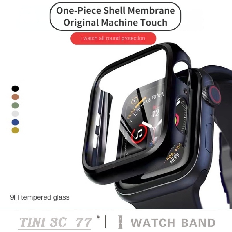 Ốp Điện Thoại Mặt Kính Cường Lực Chống Sốc 38mm 41mm 42mm 44mm 40mm 45mm Cho Đồng Hồple Watch Series SE 7 6 5 4 3 2 1