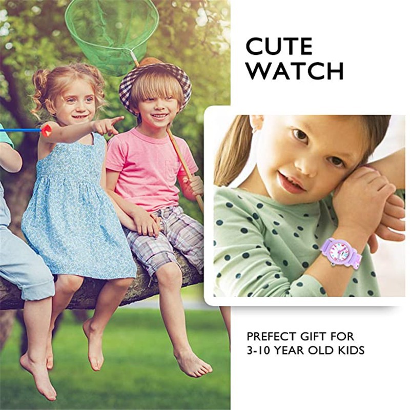 ins pink pink blue children's watch 3d unicorn girl watch student chronograph quartz watch 30m waterproof kid watch