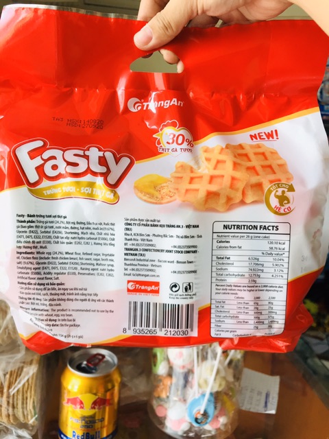 Túi 6 bánh Fasty trứng sợi thịt gà Tràng An 156g