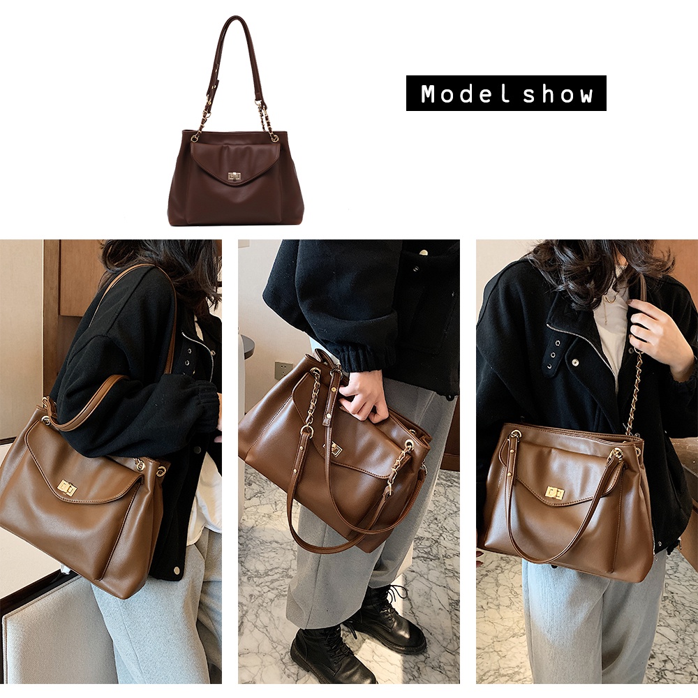 Túi xách nữ kẹp nách đeo chéo dây xích đẹp thời trang giá rẻ sang trọng cao cấp vintage da mềm size to công sở