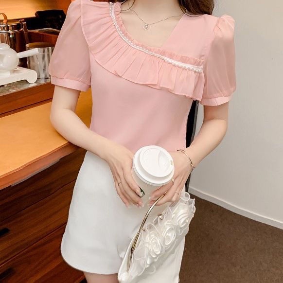 Áo Sơ Mi Ngắn Tay Phối Màu Thời Trang Cho Nữ