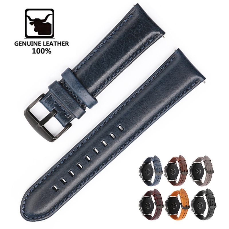 Dây Đeo Bằng Da Thật 20mm 22mm Cho Đồng Hồ Thông Minh Samsung Galaxy Watch 3 Active 2 / 3 Gear S3 Huawei GT 2