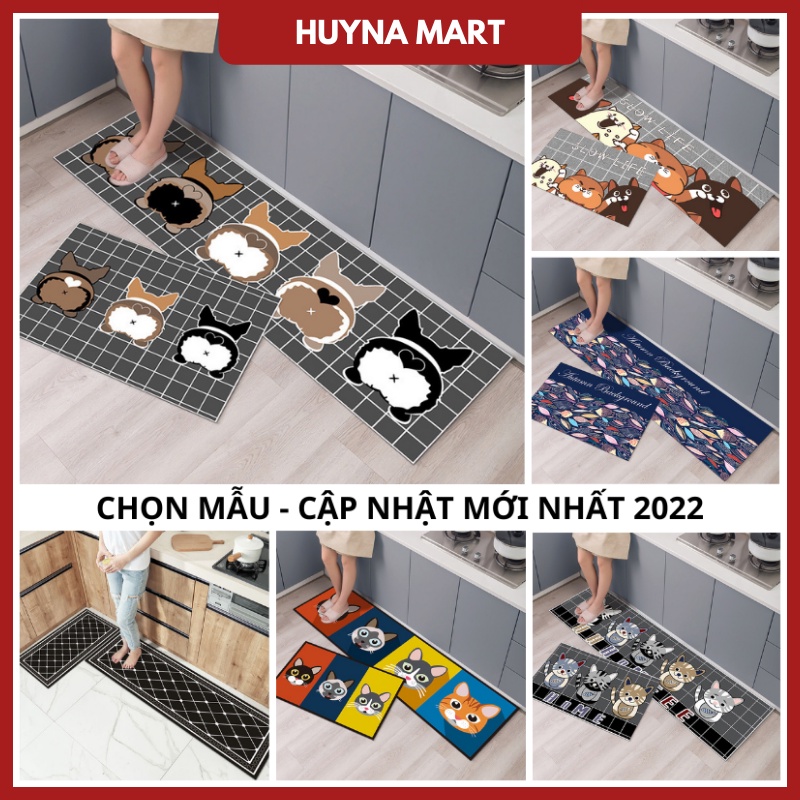 Bộ 2 Thảm Trải Sàn Nhà Bếp 3D Cao Cấp Siêu Thấm Nước Chống Trơn Trượt HUYNA MART (2 thảm 40*60cm &amp; 40*120cm) T02