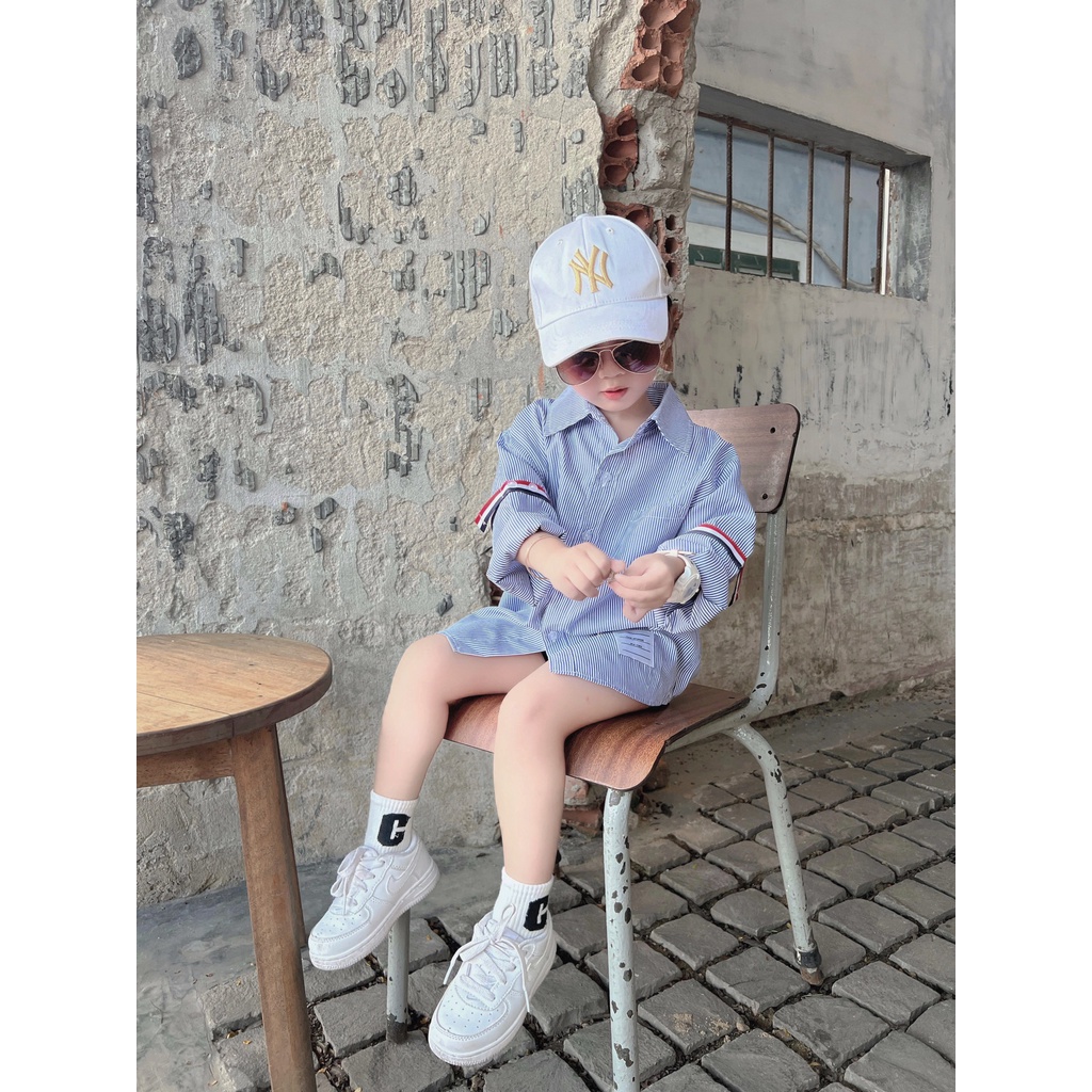 Áo somi Thom browne cho bé , áo dài tay nam nữ unisex , Kid_genZ