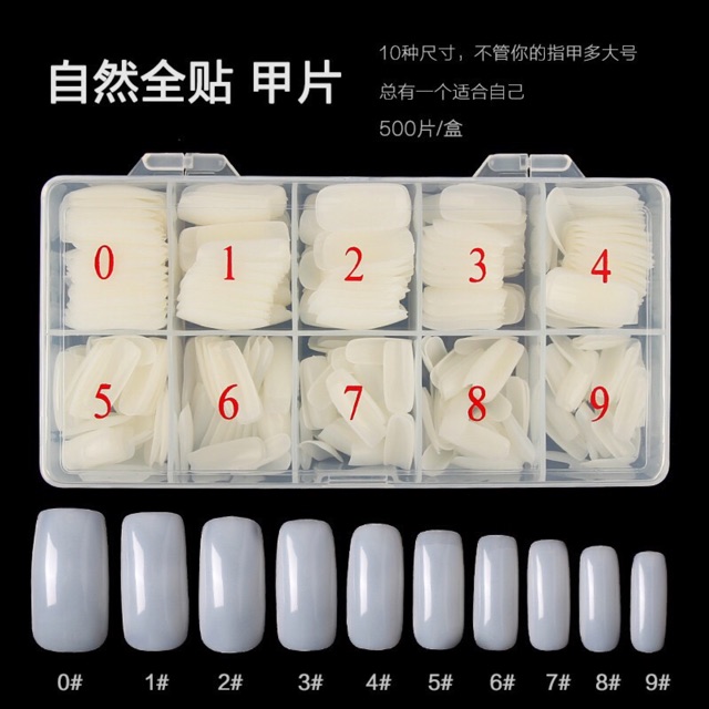 Móng nối vuông, hộp móng Hàn Quốc form Vuông, móng chuyên dụng cho ngành nail  (500 Móng)
