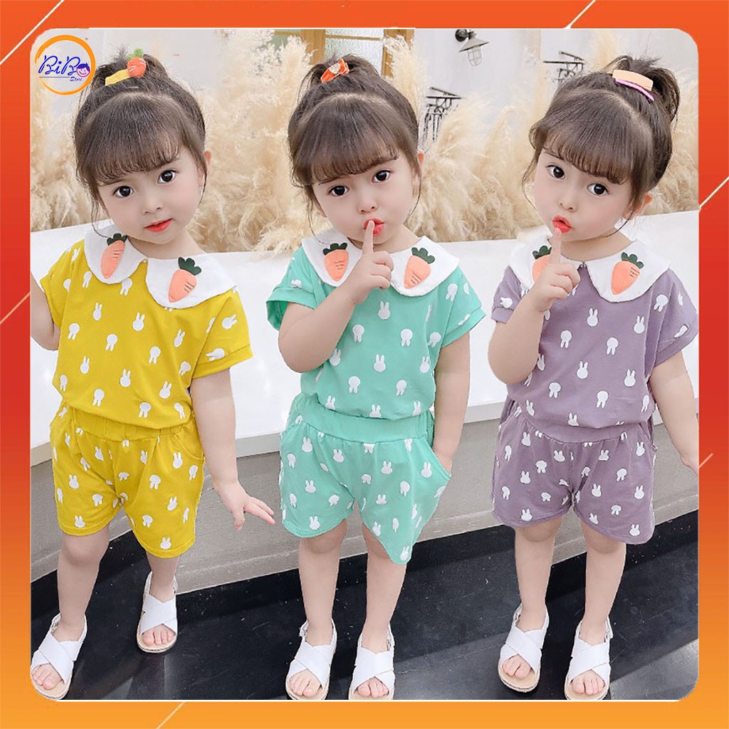 Bộ Cộc Tay Bé Gái Siêu Dễ Thương, Quần Áo Trẻ Em Mùa Hè Size 6-21Kg Chất Cotton BiBo Store