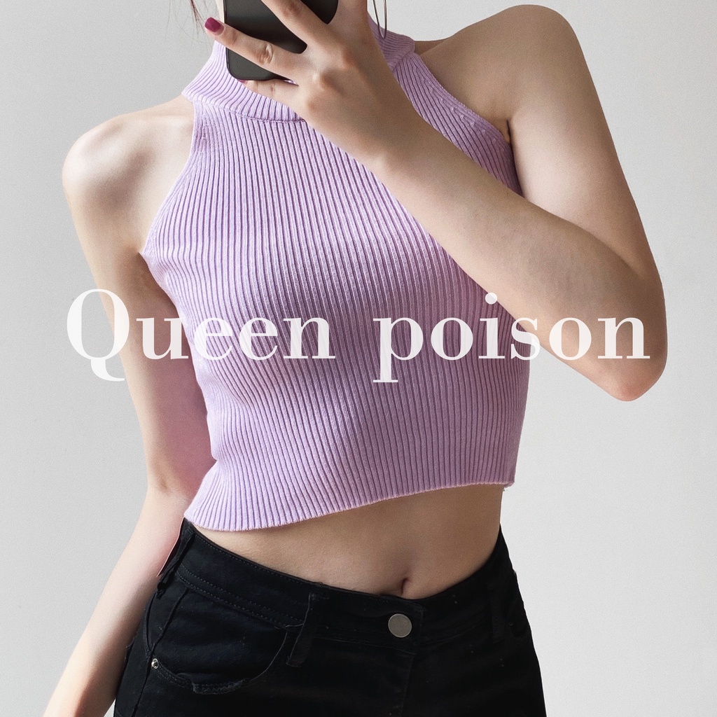 QADCOL Áo Tank Top Dệt Kim Không Tay Thiết Kế Quyến Rũ Cho Nữ