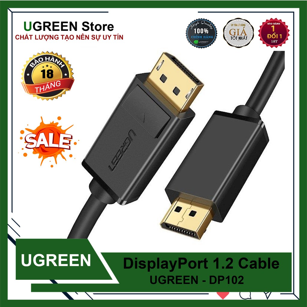 Cáp Chuyển Displayport to Displayport  1.2  Ugreen DP102 Cao Cấp