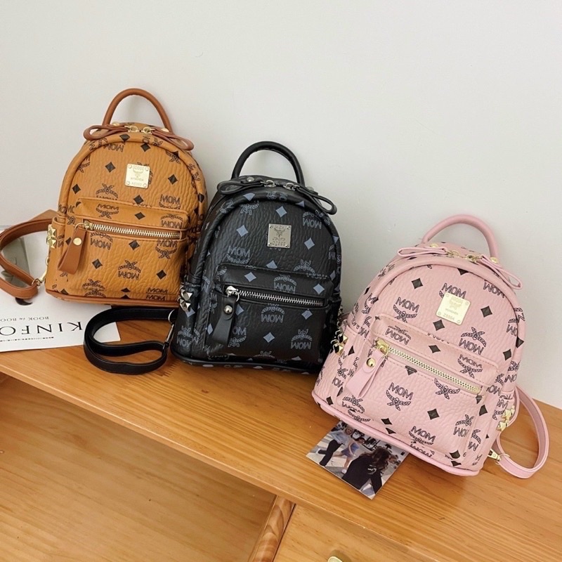 Balo Thời Trang Du Lịch Mini Nữ Đẹp nhỏ gọn đựng đồ hoạ tiết chữ M nhiều màu