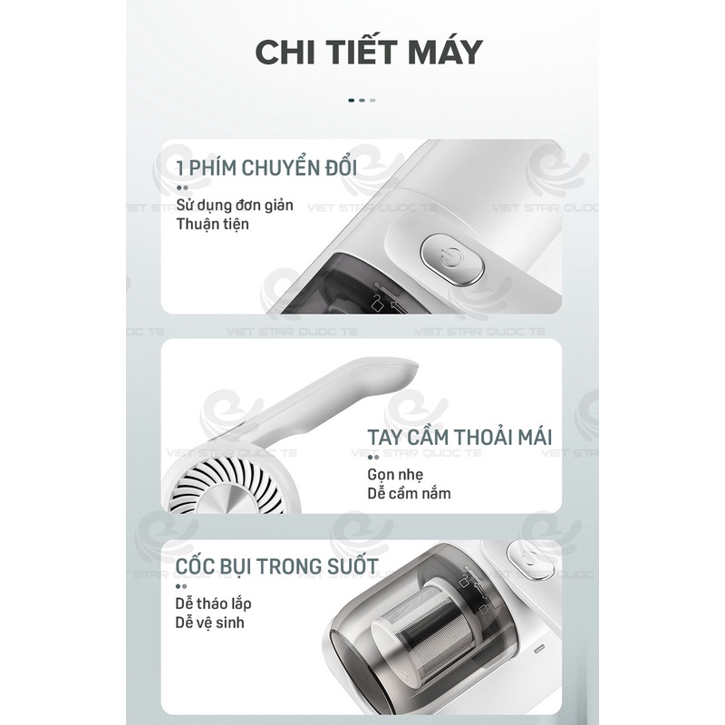 Máy hút bụi giường nệm cầm tay mini Việt Star Quốc Tế TS-HC01 công suất mạnh mẽ - Hàng chính hãng - Bảo hành 12 tháng