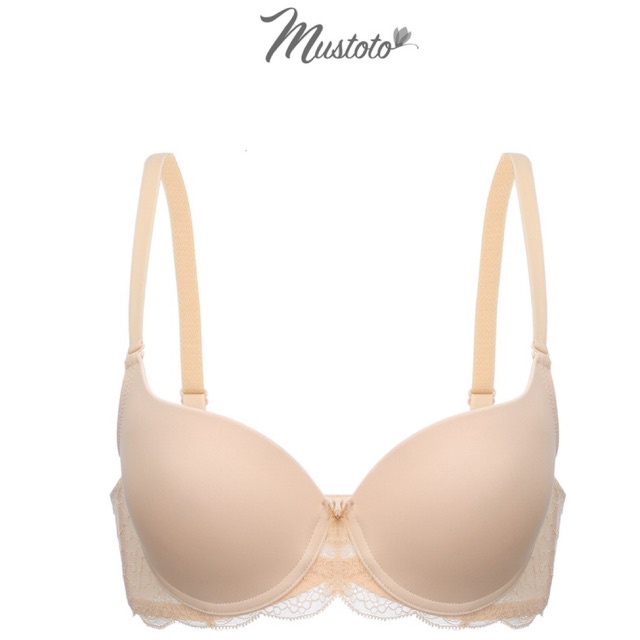Áo Lót Nữ Mút Vừa 2cm Nâng Ngực Trơn Phối Ren Bra Osaka (Mustoto MA23)