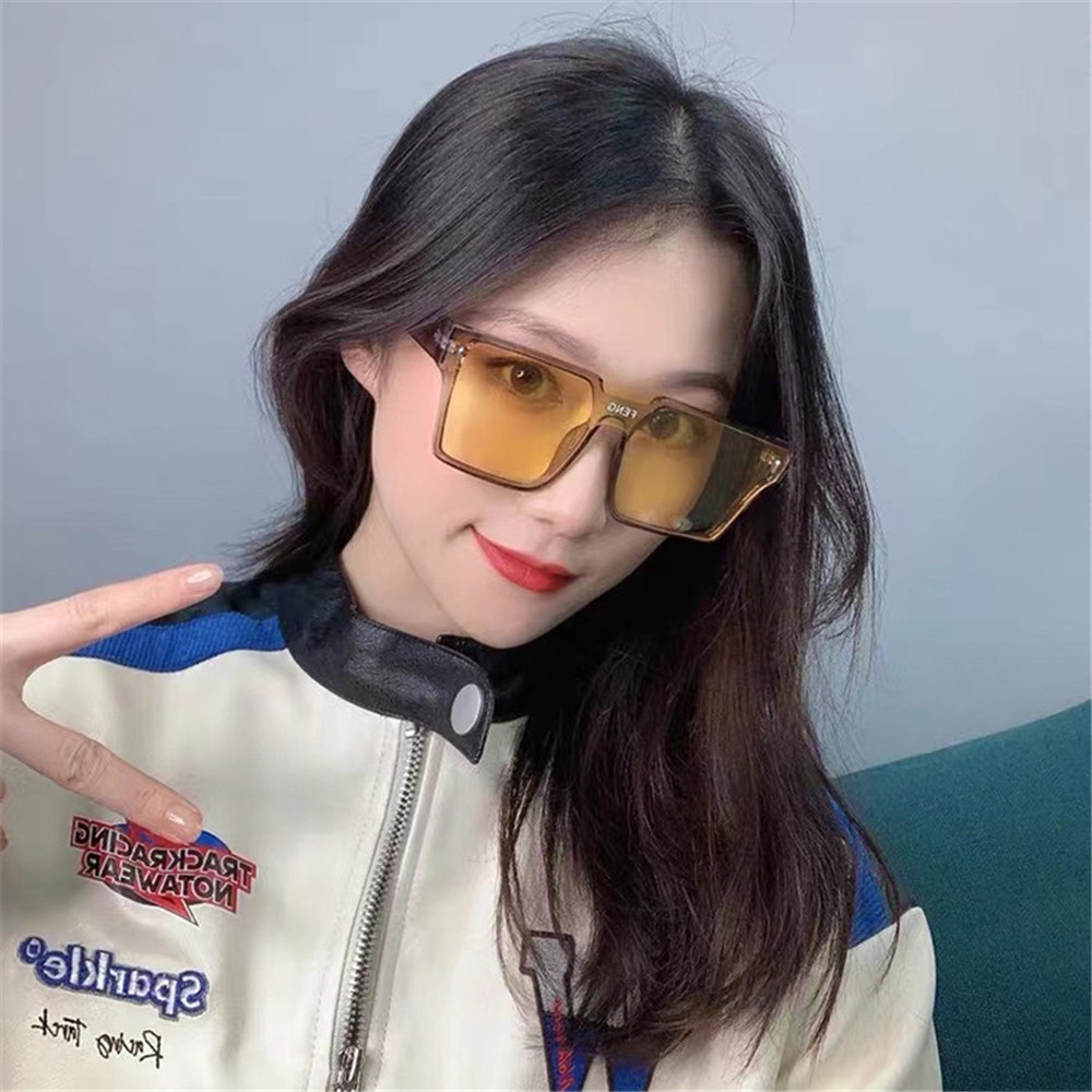 Kính Mát Gọng Vuông Chống Tia UV Phong Cách Hip hop Cá Tính Dành Cho Nữ