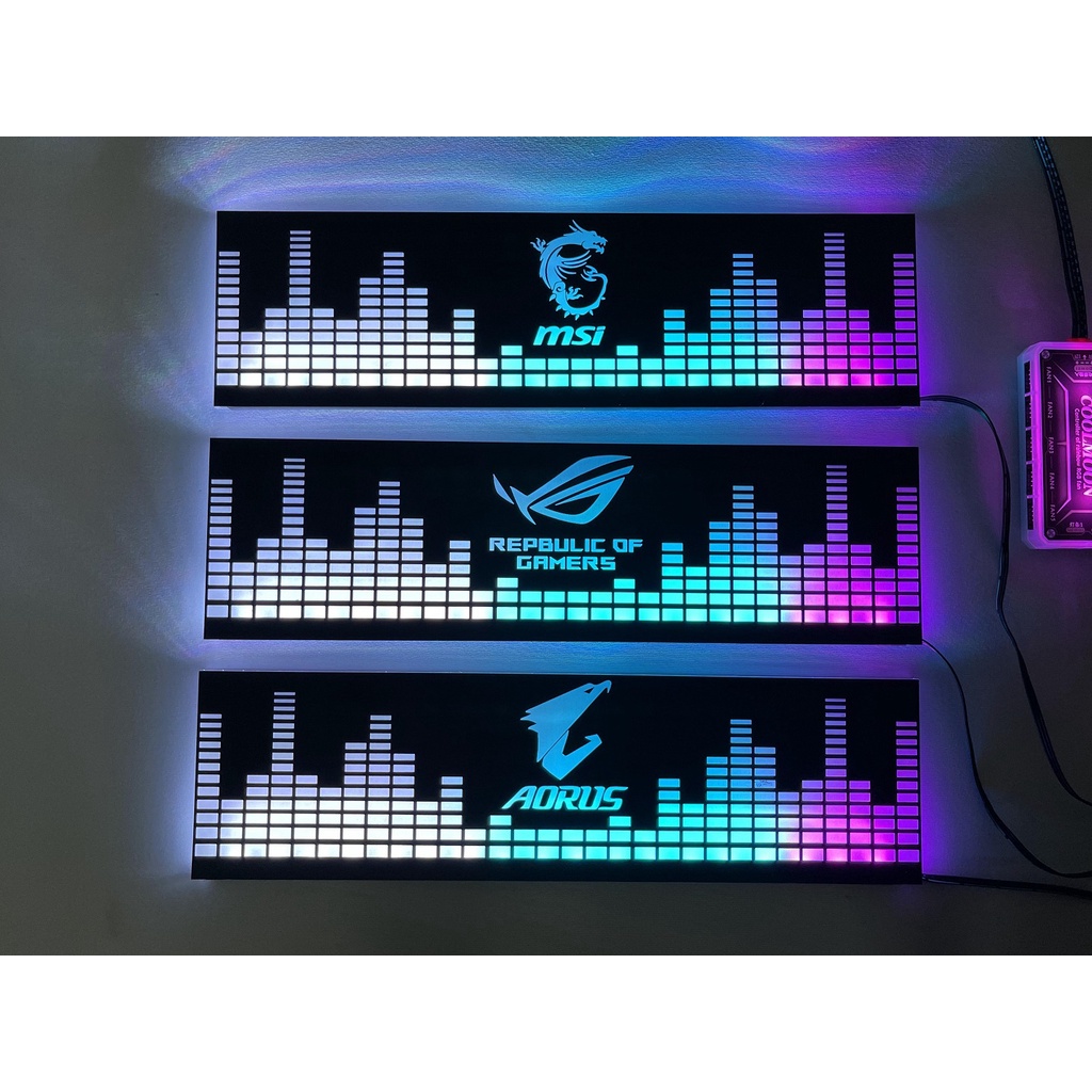 Cover Che Nguồn Máy Tính Led RGB Đồng Bộ Hub Coolmoon Và Mainboard  - Họa Tiết Sóng Nhạc và Logo Các Hãng