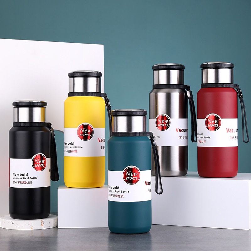 Bình Nước Giữ Nhiệt 1000ml / 1500ml Bằng Thép Không Gỉ Hai Lớp Kèm Đồ Lọc Dung Tích Lớn