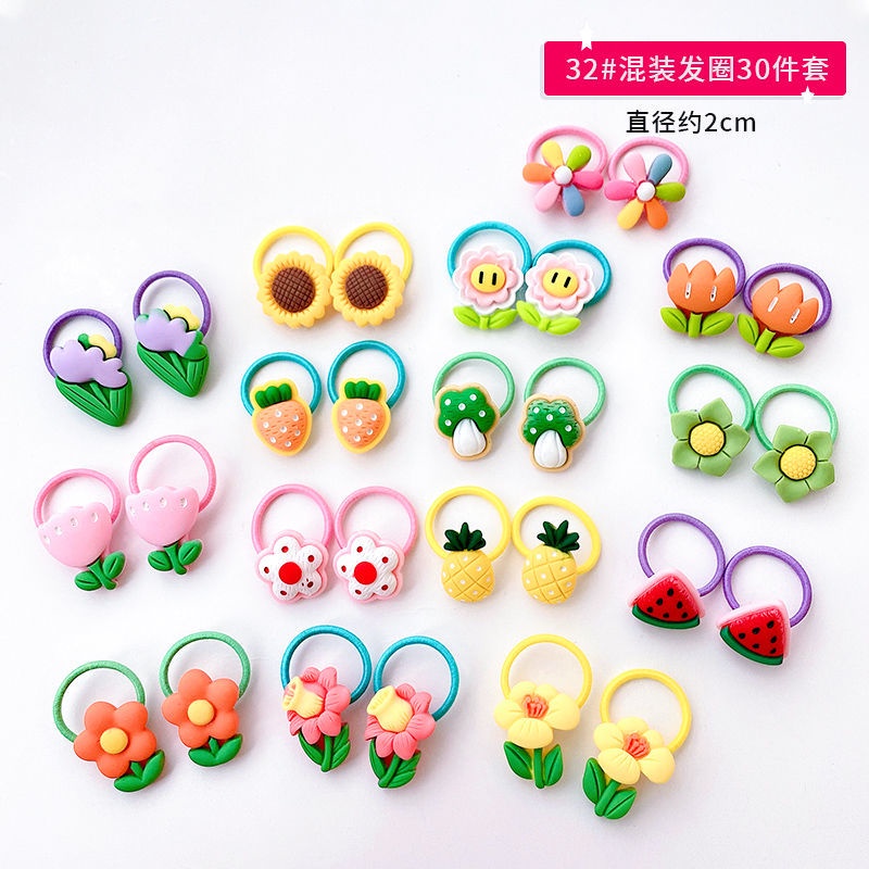 Set 30 Dây Cột Tóc Co Giãn Dễ Thương Cho Bé Gái