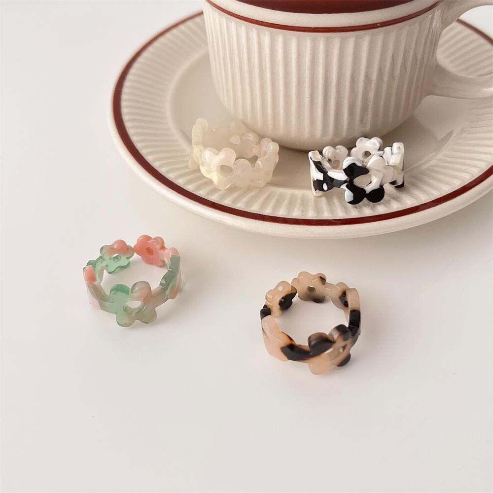Nhẫn Nhựa Resin Hở Họa Tiết Hình Học Màu Sắc Kẹo Ngọt Phong Cách Hàn Quốc Cho Nữ