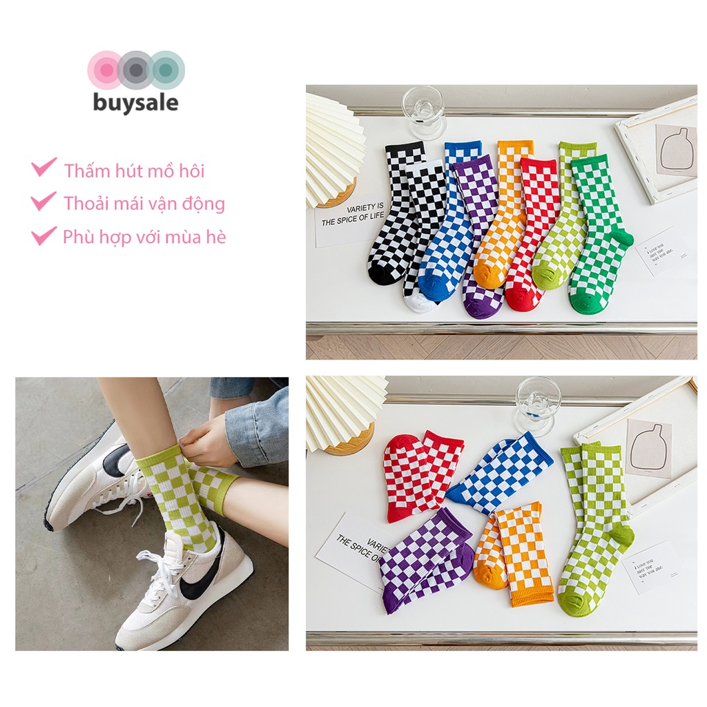 Vớ len thu đông họa tiết phong cách retro caro hình thoi phong cách cổ điển đơn giản tông màu ấm áp - BuySales - BSPK244