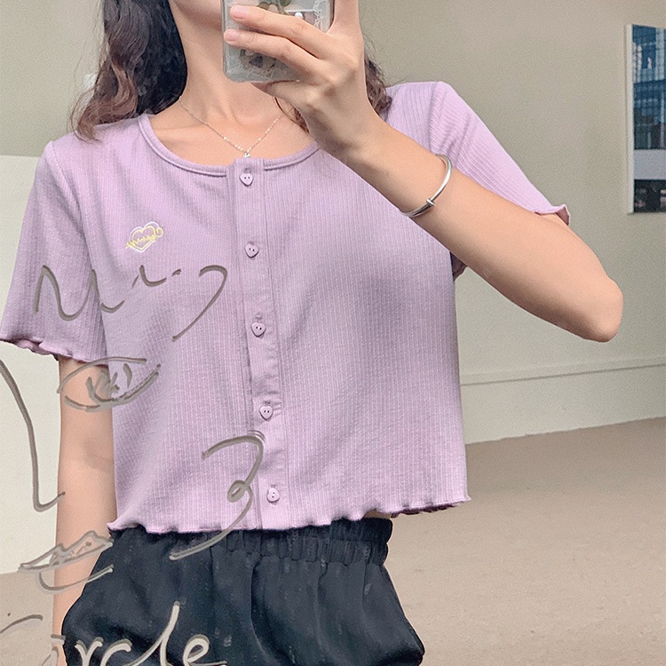 Áo Thun Ngắn Tay Màu Trơn Thêu Họa Tiết Dành Cho Nữ JL-TX-312