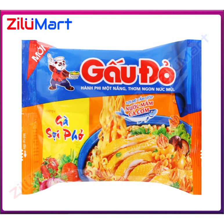 Thùng mì Gấu Đỏ gà sợi phở 30 gói x 63g