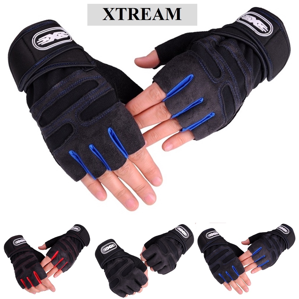 Găng tay tập gym SPORT XTREAM ỐC SÊN cụt hở ngón bán sỉ, bao tay có cuốn cổ tay đệm lòng bàn tay chống trượt thể thao