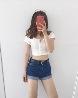 Áo croptop nút bấm basic A164