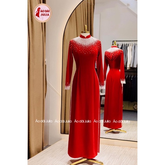 ÁO DÀI BÀ SUI NHUNG ĐÍNH KẾT