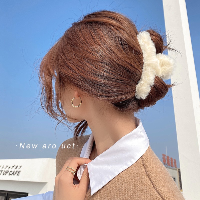 Kẹp Tóc Càng Cua Phủ Lông Phong Cách Hàn Quốc Dễ Thương Hot Trend Thu Đông KC35 JOLY