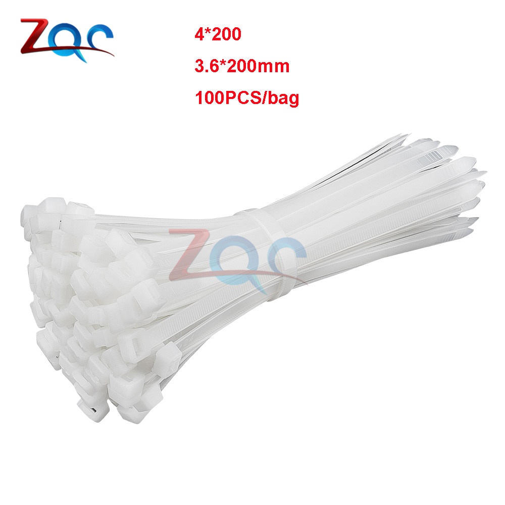 Bộ 100 Dây Rút Tự Khóa Bằng Nhựa Nylon 4x200 5x200