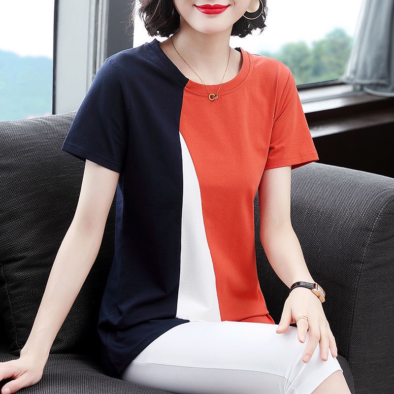 Áo Thun Tay Ngắn Dáng Rộng Thời Trang Cho Phụ Nữ Trung Niên