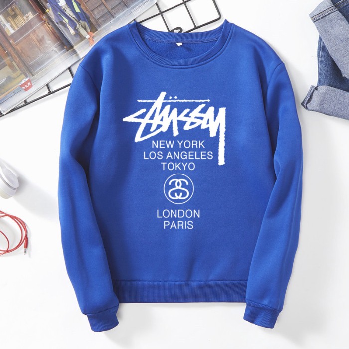 Stussy Áo Sweater Tay Dài Cổ Tròn Dáng Rộng Lót Nhung Thời Trang Cho Cặp Đôi | BigBuy360 - bigbuy360.vn