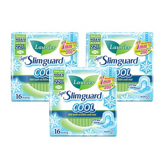 Combo 3 gói Băng Vệ Sinh Ban Ngày Laurier Super Slimguard Cool Siêu Mỏng Cánh 1mm (22,5cm-16M)