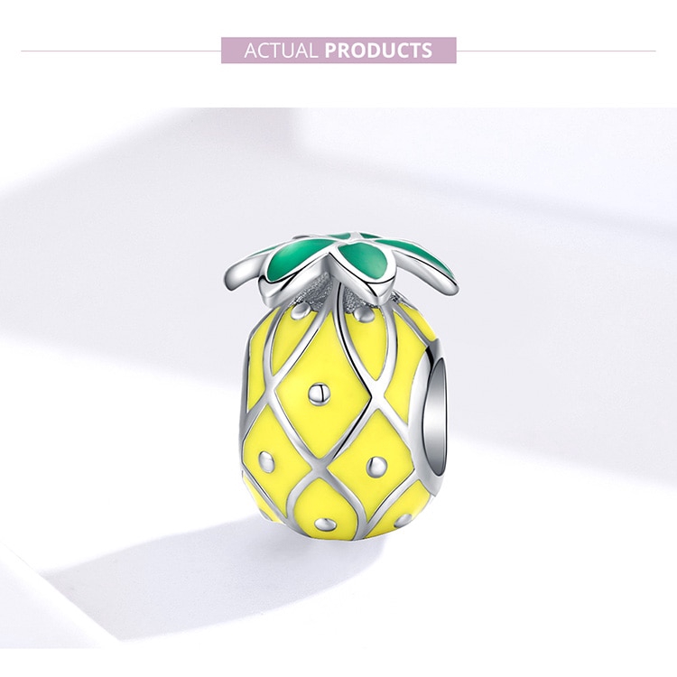 Mặt Trang Trí Bamoer Bằng Bạc 925 Tráng Men Hình Quả Dứa Dùng Làm Vòng Tay Thủ Công Cho Nữ