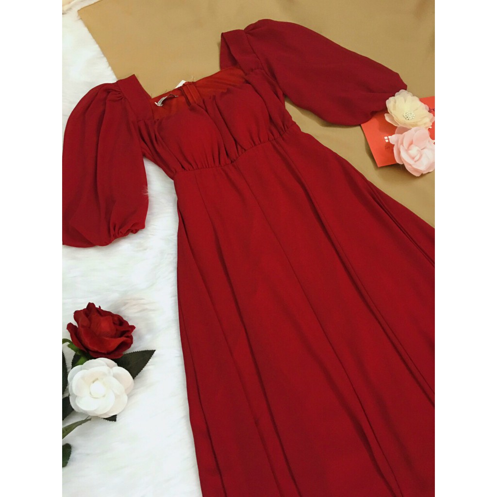 Đầm nữ tiểu thư chiffon xếp ly 2 lớp | BigBuy360 - bigbuy360.vn