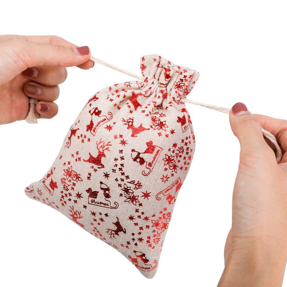 Túi Đựng Kẹo 24 Ngăn Bằng Vải Cotton Lanh Trang Trí Giáng Sinh