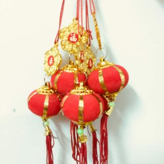 Bịch 5 dây lồng đèn nhung sọc size 4 trang trí tết