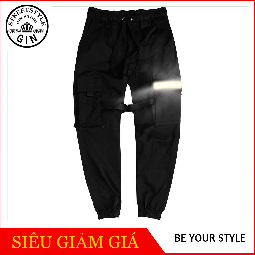 Quần jogger túi nắp phản quang phong cách unisex ( Gin store )