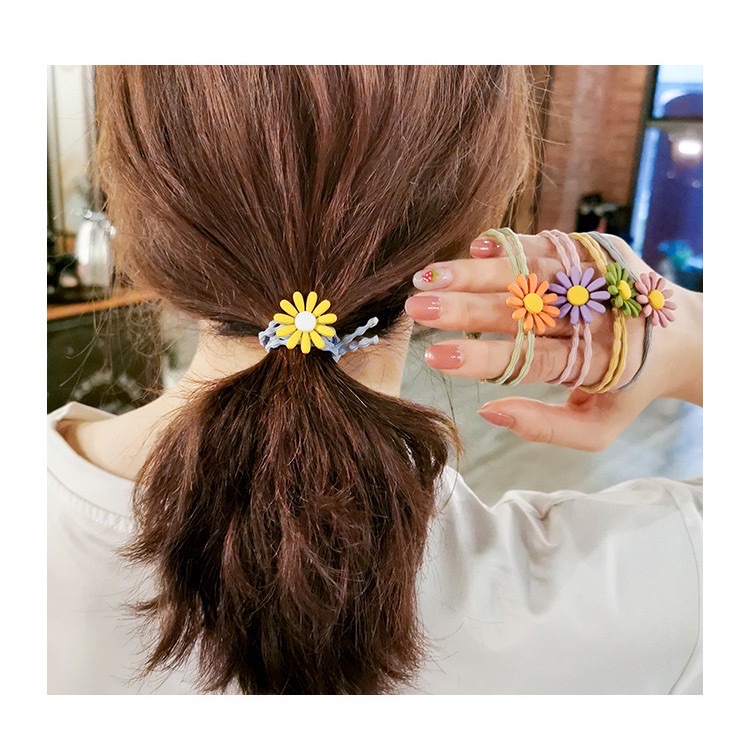 Dây chun buộc tóc hoa cúc WANAWEAR phong cách Hàn Quốc dây kép siêu bền