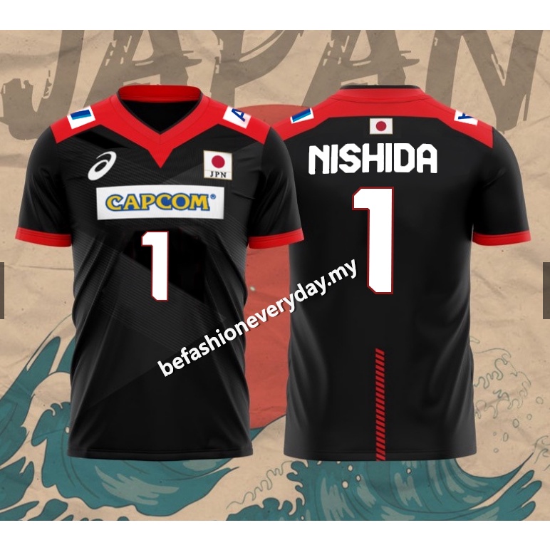 Đội bóng chuyền nam CAPCOM Nhật Bản tay ngắn ISHIKAWA / R. Áo TAKAASHI / NISHIDA Mới