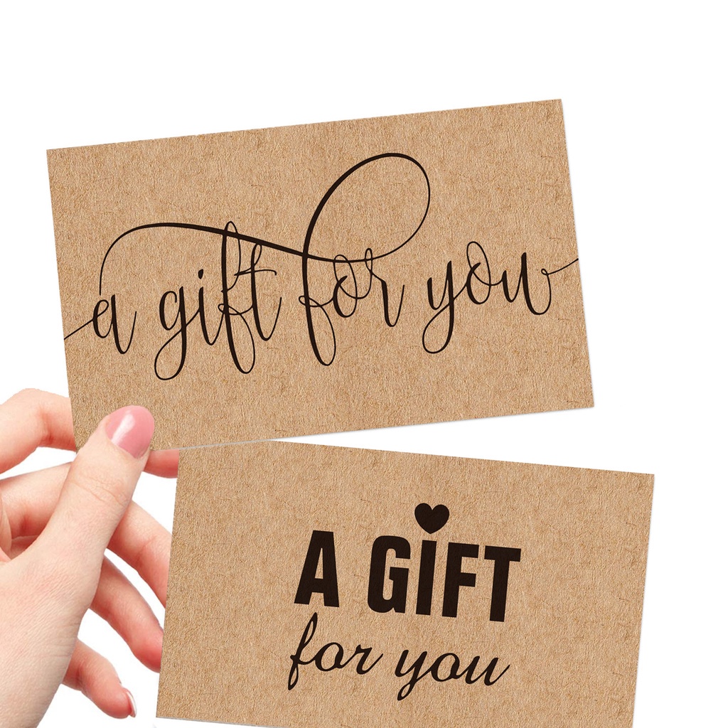 30 thiệp giấy Kraft in chữ &quot;Gift For You&quot; cho doanh nghiệp tặng khách